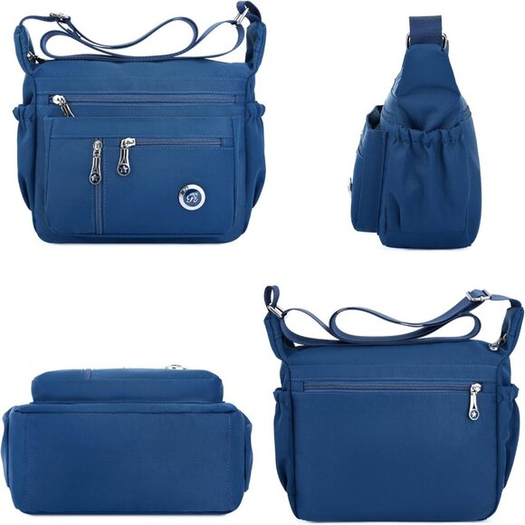 Women’s Nylon Crossbody Bag Casual Travel Daypack with Multiple Zippers - Picture 4 of 6